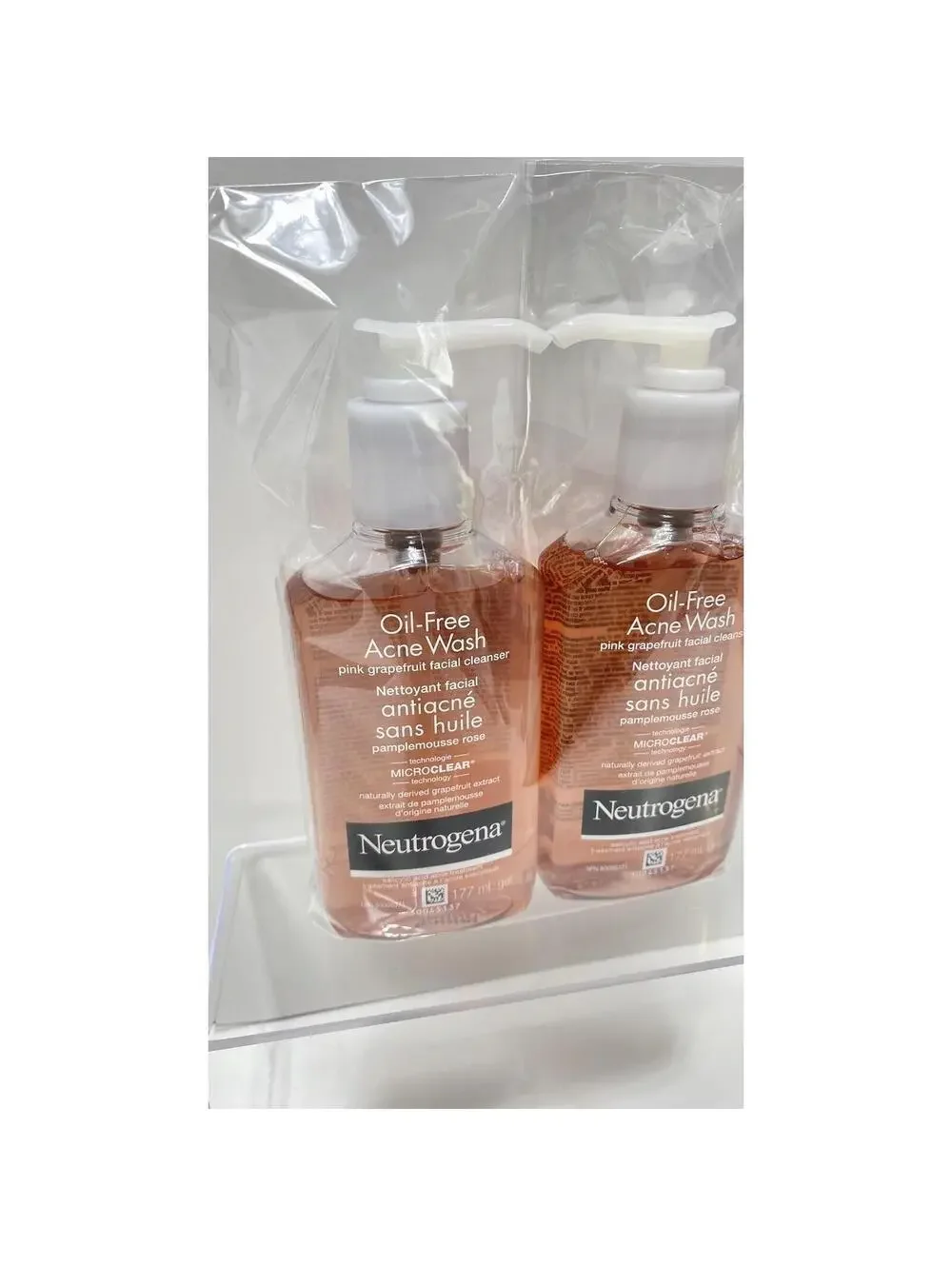 Neutrogena Oil Free Acne Wash Pink Grapefruit 2 Bottles Face Cleanser New